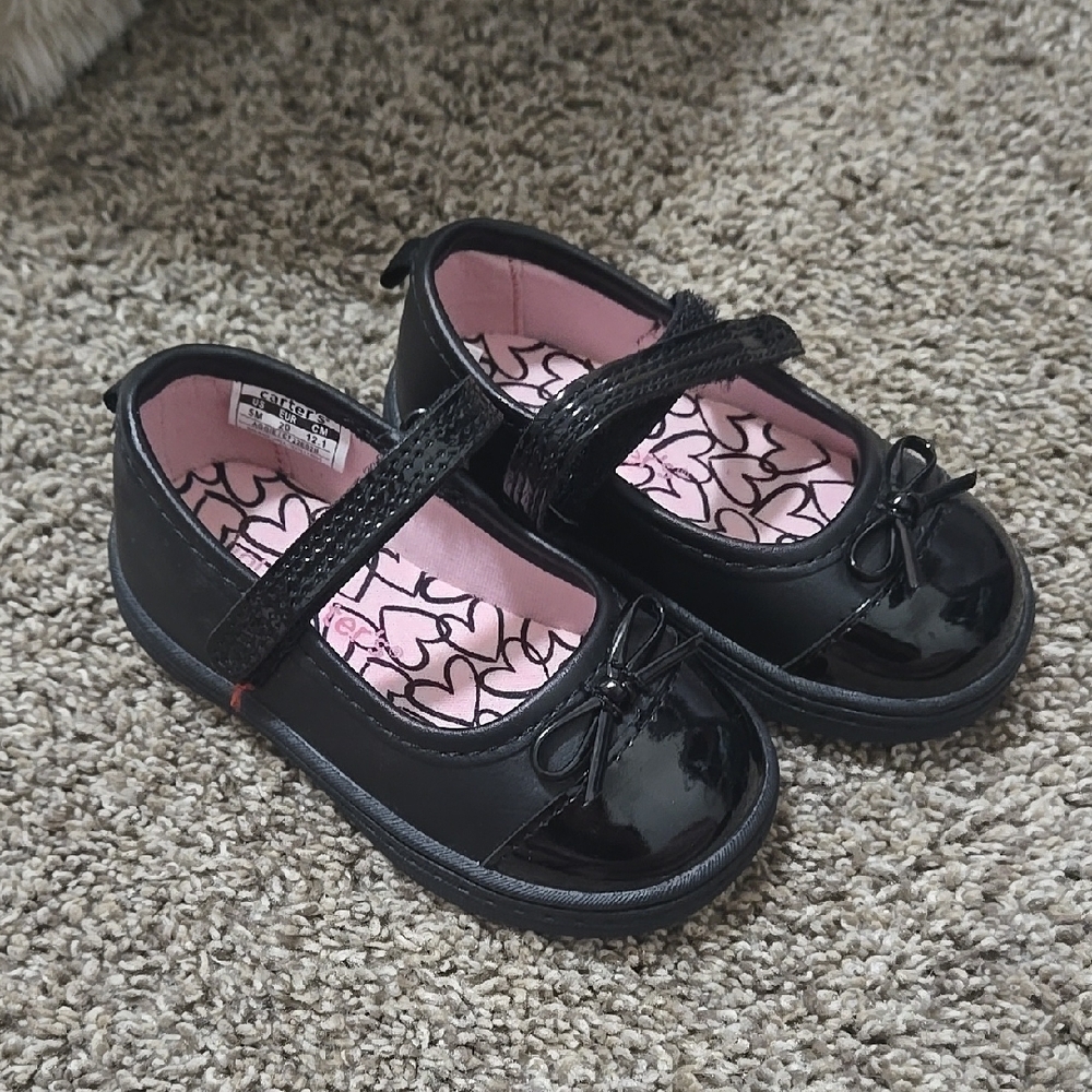 Black Kids Shoes with Pink Interior
